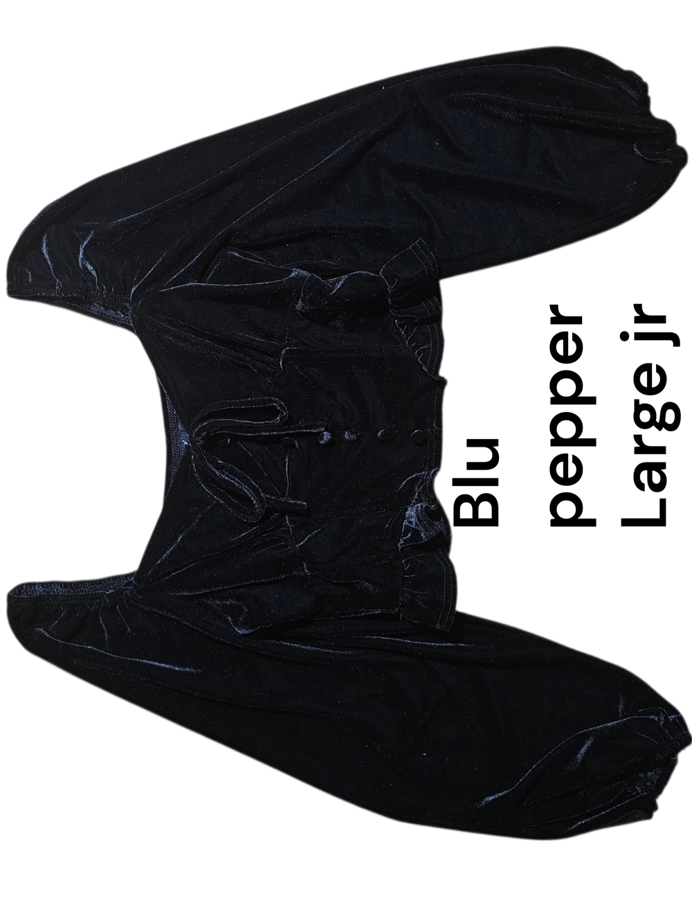 Blu Pepper Black Velvet Off-Shoulder Crop Top with Balloon Sleeves